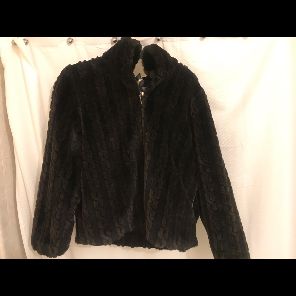 Faux mink bomber jacket